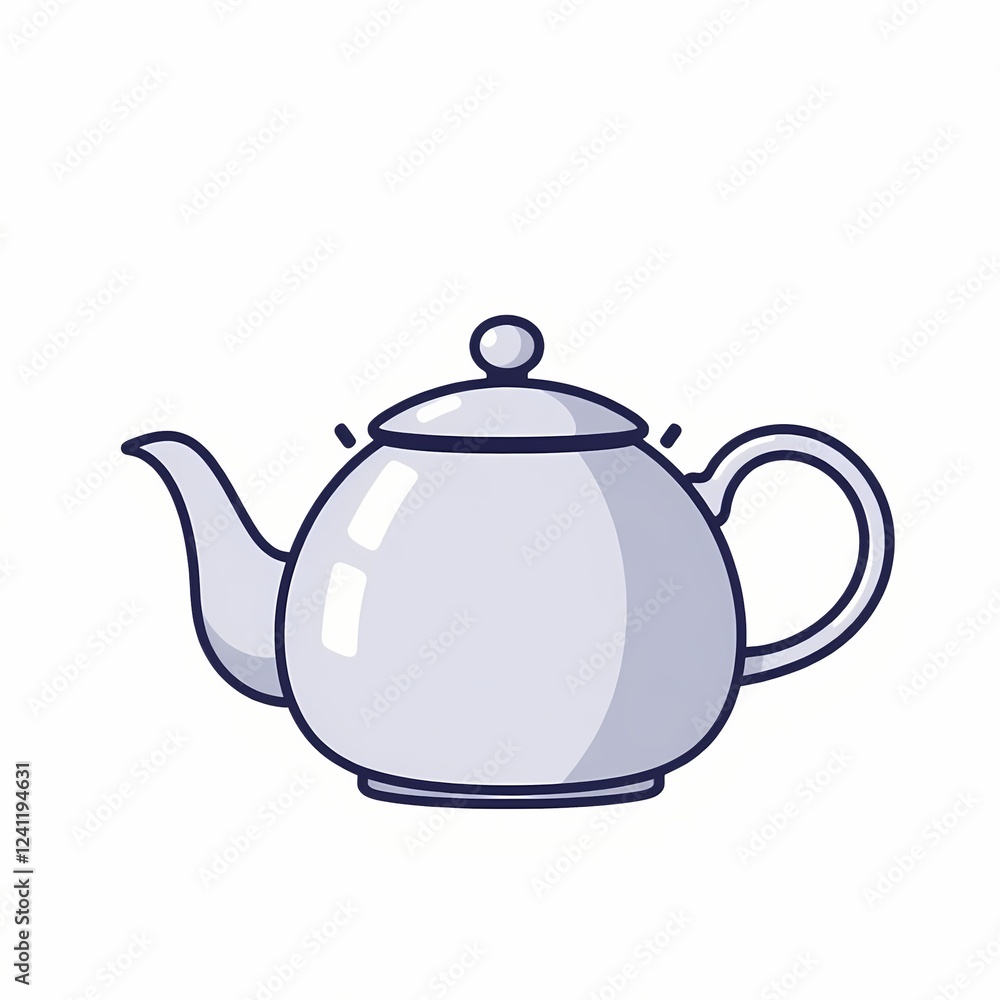 Minimalist White Teapot Icon in Flat Design Minimalist White Teapot Icon in Flat Design