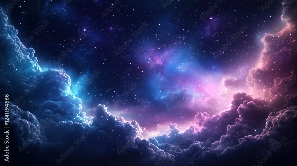 Obraz premium Stunning Cosmic Nebula with Vibrant Colors and Starry Sky at Night