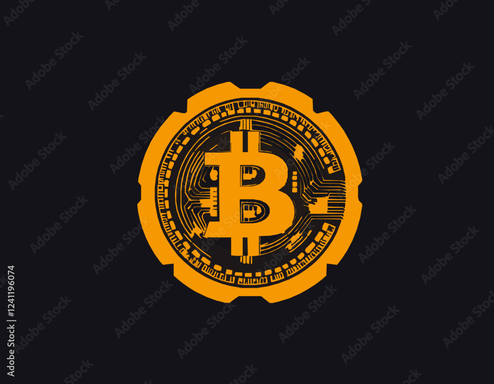 Fototapeta premium Bitcoin Cryptocurrency Symbol Vector Illustration