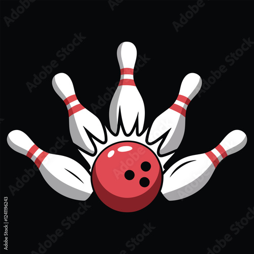 Bowling ball and pins, Sports Icon: Bowling Strike Moment