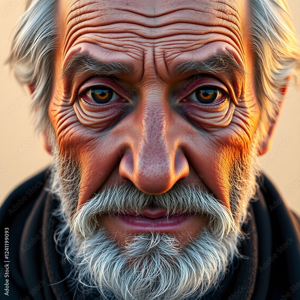 A hyper realistic, highly detailed close-up portrait of an elderly man in his late 70s A hyper realistic, highly detailed close-up portrait of an elderly man in his late 70s