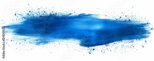 Abstract Blue Paint Stroke, A Vibrant, Textured Swatch Splashes Dynamically Across a White Canvas, Evoking Feelings of Energy and Freedom.