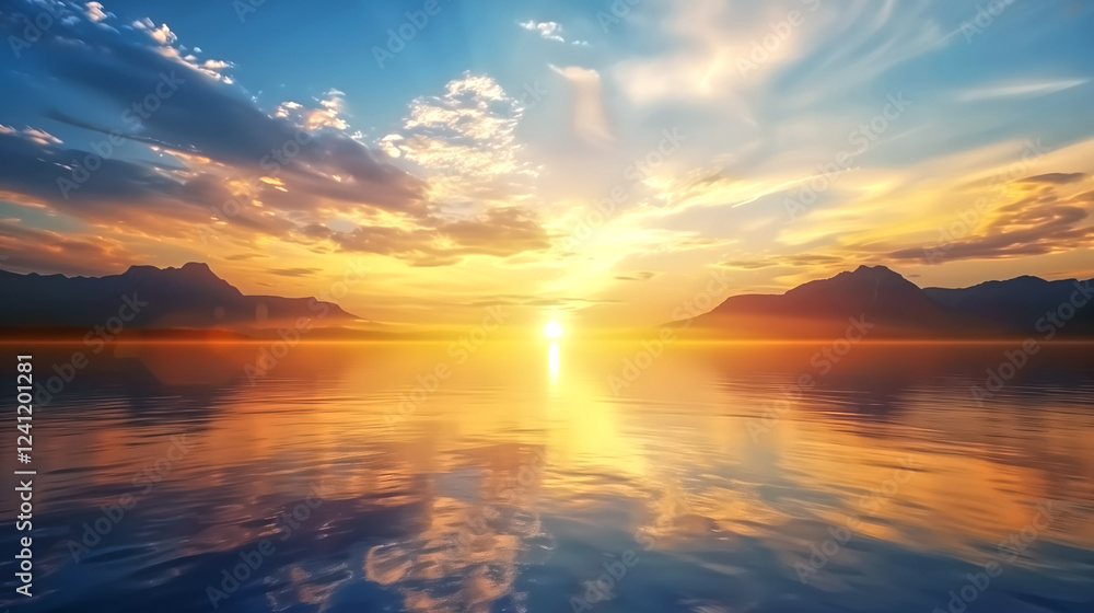 Beautiful sunset over a lake with the reflection of the sky and Beautiful sunset over a lake with the reflection of the sky and