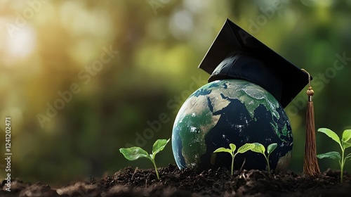 Obraz na płótnie Global Education A Vibrant Depiction of a Flourishing Future Rooted in the Blossoming of Knowledge Sustainability and Endless Potential w salonie