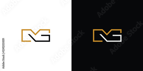 MG logo design is sophisticated and unique with black and gold accents