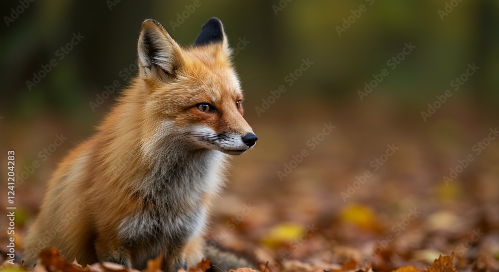 Red Fox in Autumnal Forest: A Majestic Creature Red Fox in Autumnal Forest: A Majestic Creature