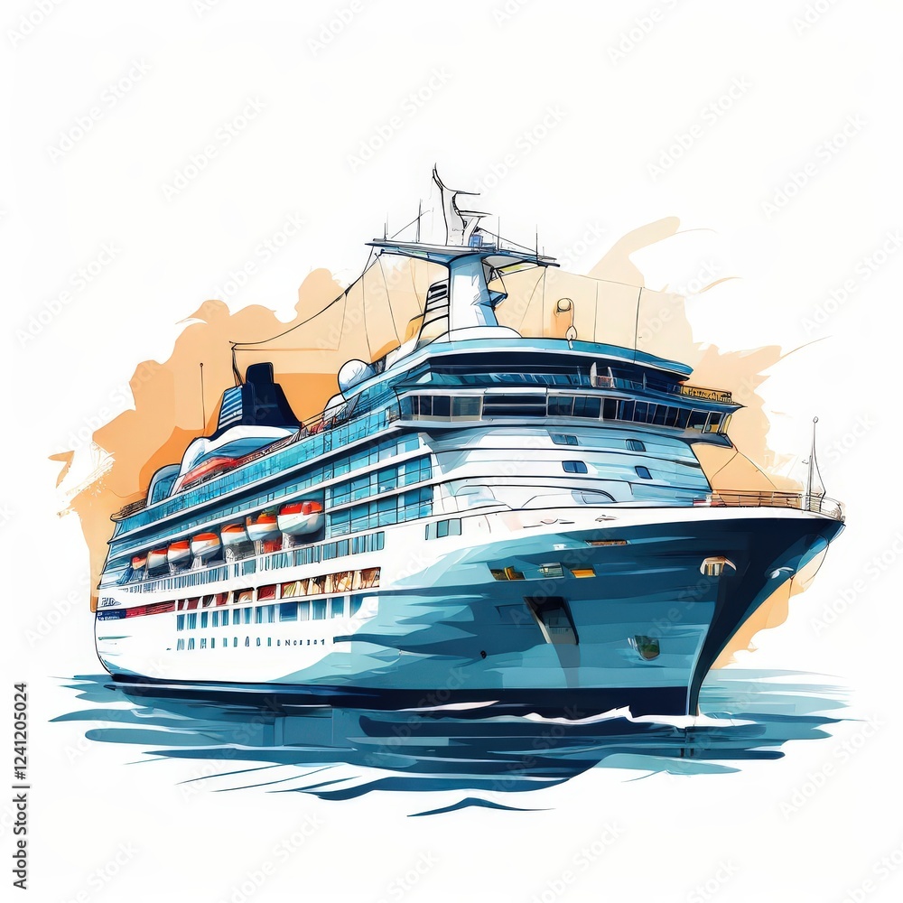 Fototapeta premium the AI Image Generator, Large Cruise Ship Sailing Through Calm W