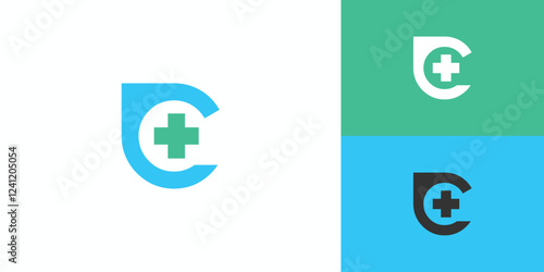  Modern and simple letter C combination health logo design