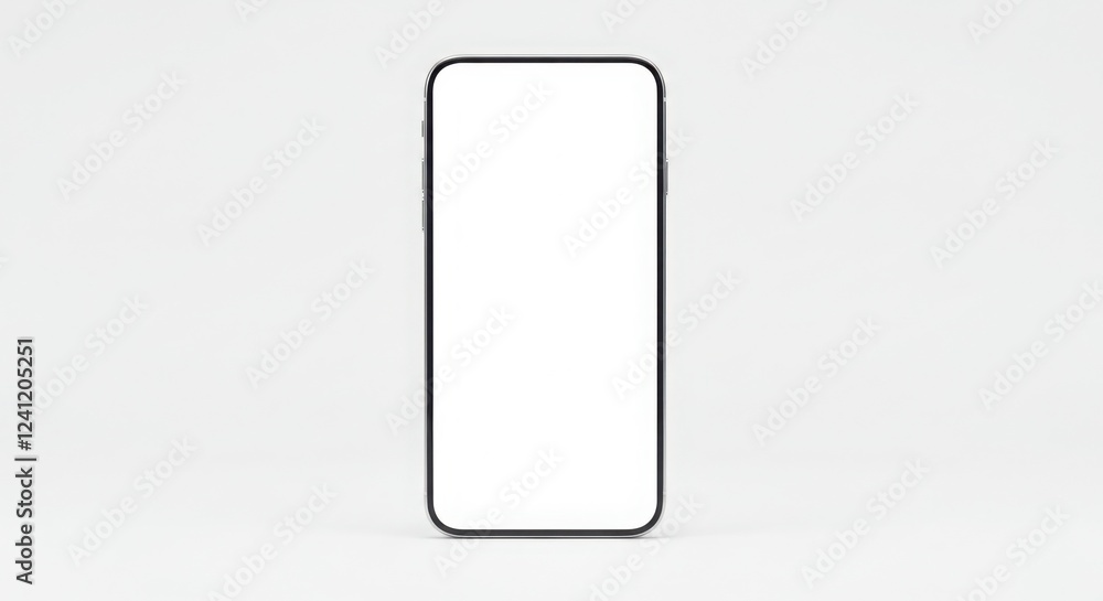 Modern Smartphone with Blank White Screen Mockup for App or Website Presentation Modern Smartphone with Blank White Screen Mockup for App or Website Presentation