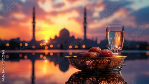 Ramadan sunset dates water mosque photo