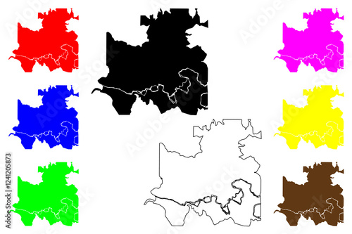 Varginha city (Federative Republic of Brazil, Minas Gerais state) map vector illustration, scribble sketch Varginha map