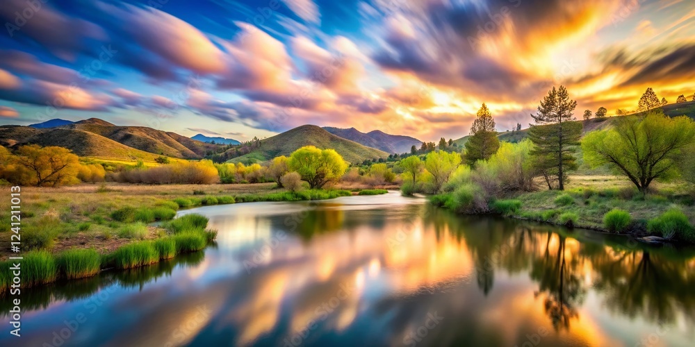 Fototapeta premium Stunning Long Exposure Landscape Photography, Keene, California, April 2010