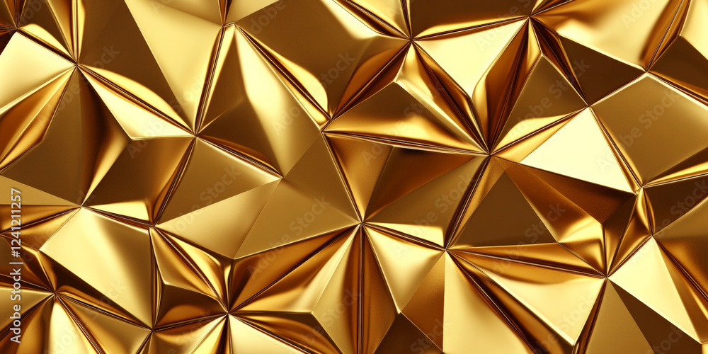 3D gold geometric background with raised triangular metallic patterns, modern and stylish. 3D gold geometric background with raised triangular metallic patterns, modern and stylish.