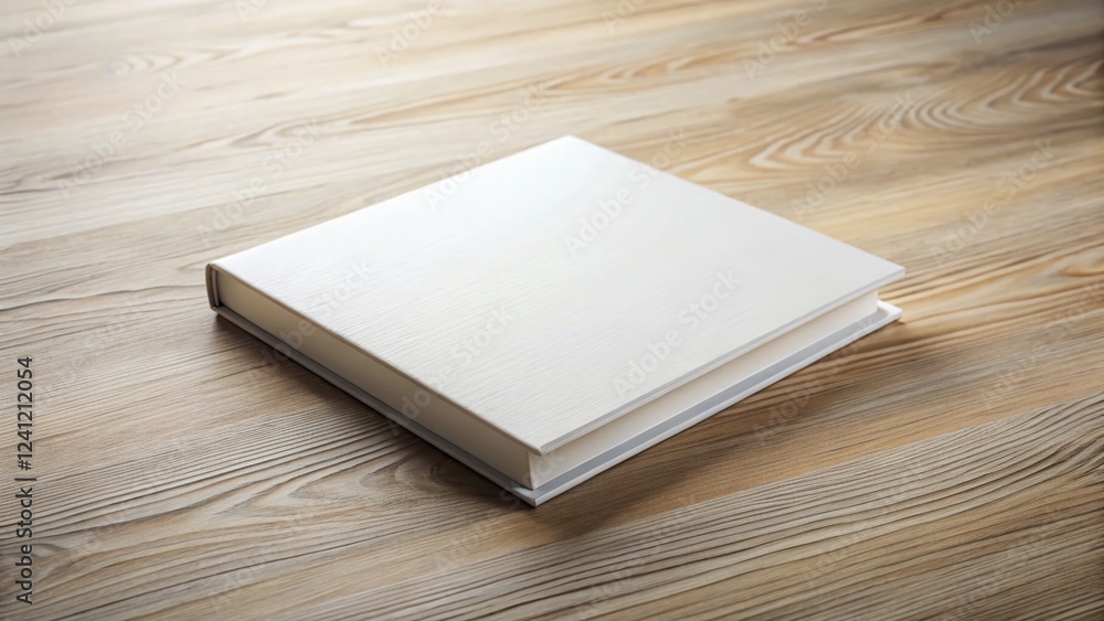 Fototapeta premium Stylish Blank White Book Mockup on Wooden Table for Fashion Photography