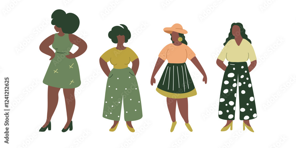 Fototapeta premium African American fashion looks in a green palette