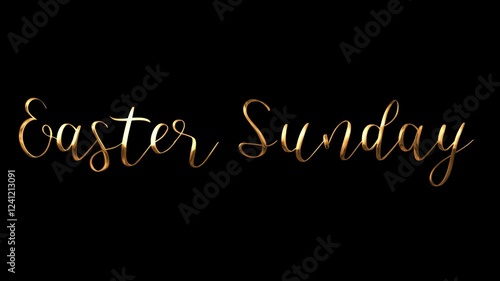 Gold Easter Sunday text on black background, suitable for Easter greetings, holiday promotions, or social media posts. Festive and elegant.