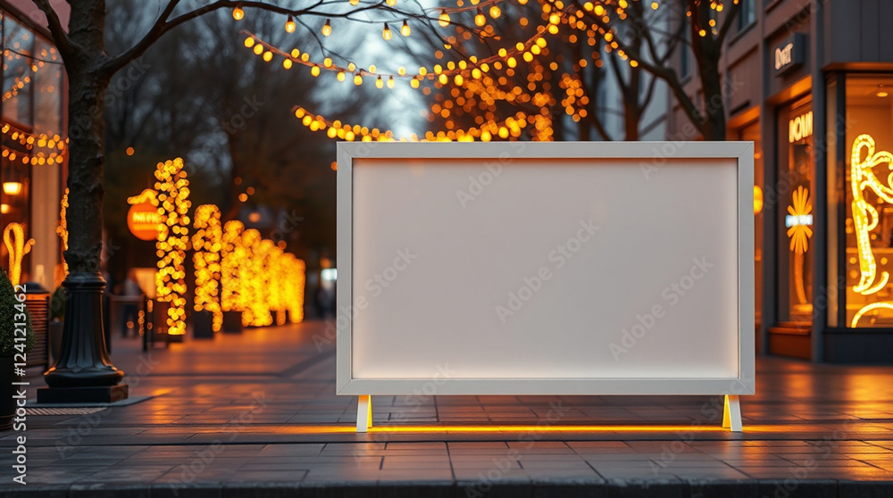 A blank white wooden sign mockup on a sidewalk, A blank white wooden sign mockup on a sidewalk,