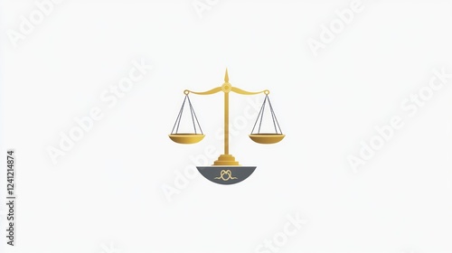 Golden Scales of Justice emblem on grey base photo