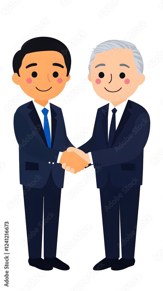 Two people shaking hands, a business illustration in a vector style
Two people shaking hands, a business illustration in a vector style