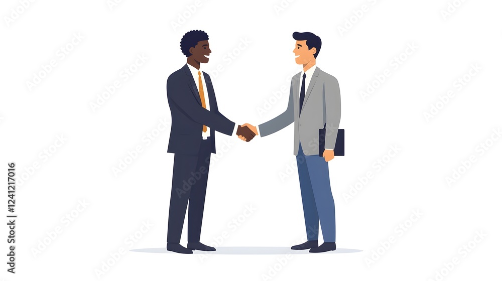 Two people shaking hands, a business illustration in a vector style
Two people shaking hands, a business illustration in a vector style