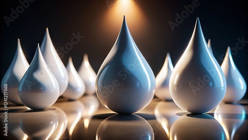 Silhouette of Glossy Teardrop Shapes Pattern - Abstract Background