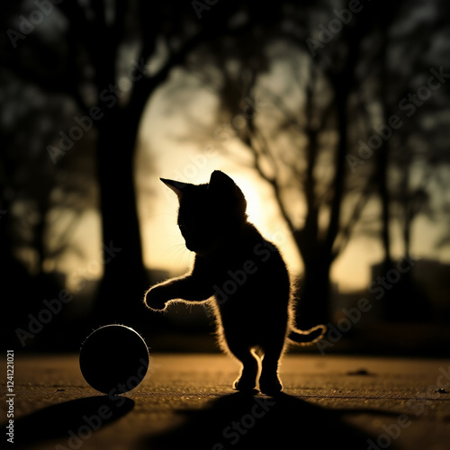 Small Kitten Playing With Ball photo