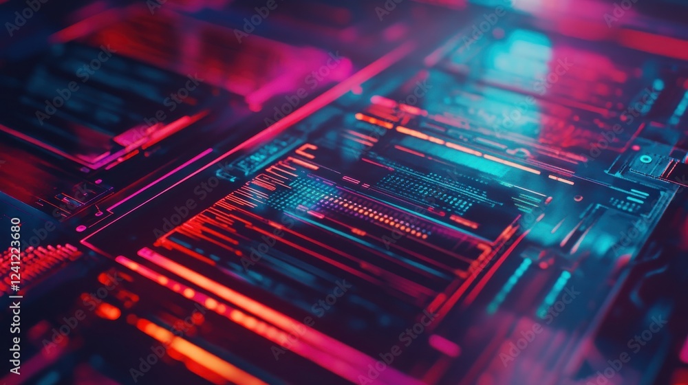 Fototapeta premium Abstract Digital Background with Neon Effects and Vibrant Colors