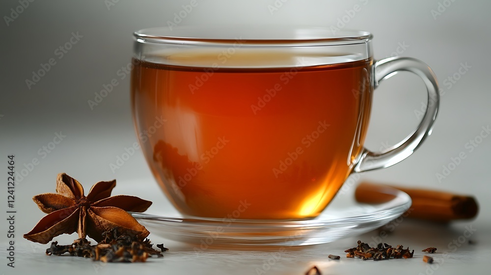 Glass tumbler filled with spicy chai tea Glass tumbler filled with spicy chai tea