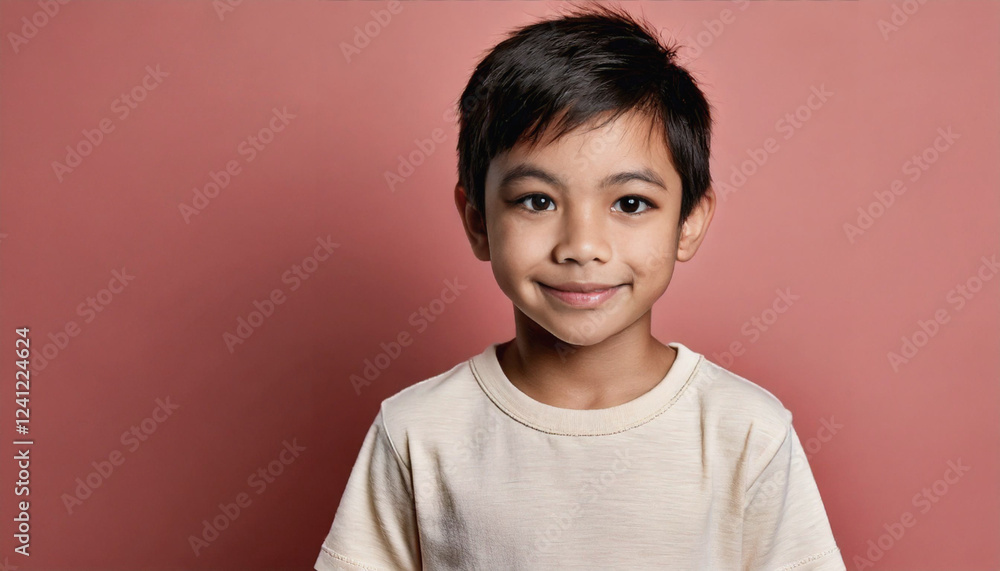 Portrait of a Smiling Young Girl with Long Hair Against a Pastel Background Portrait of a Smiling Young Girl with Long Hair Against a Pastel Background