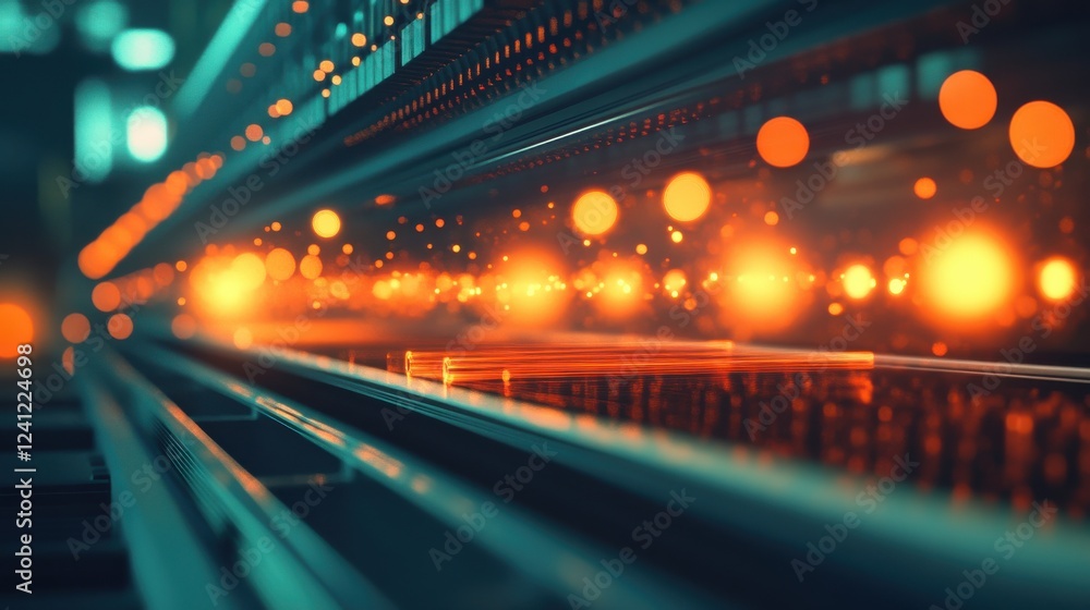 Fototapeta premium Abstract Light Trails with Glowing Bokeh Effect in Background