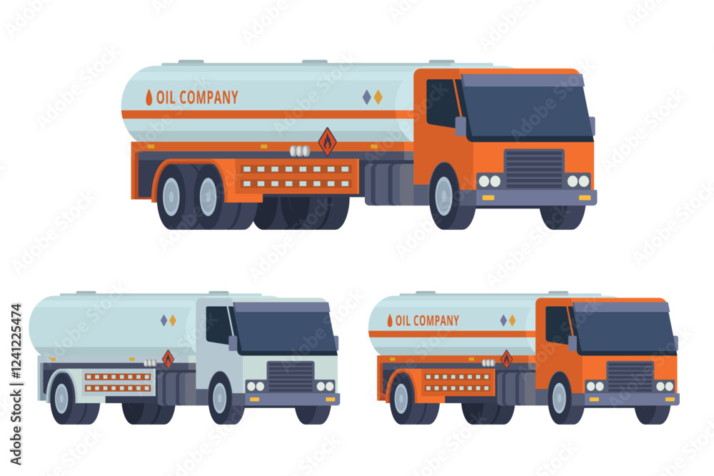 Oil Tanker Truck Vector Illustration with Neutral and Colored Variation. Fully Editable and Scalable Design Oil Tanker Truck Vector Illustration with Neutral and Colored Variation. Fully Editable and Scalable Design