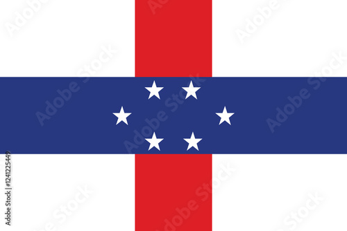 Flag of the Netherlands Antilles. Flag icon. Standard color. Standard size. A rectangular flag. Computer illustration. Digital illustration. Vector illustration.