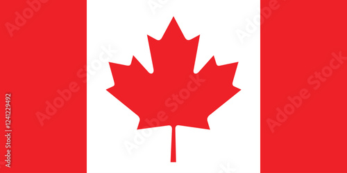 Flag of Canada. Flag icon. Standard color. Standard size. Rectangular flag. Computer illustration. Digital illustration. Vector illustration.
