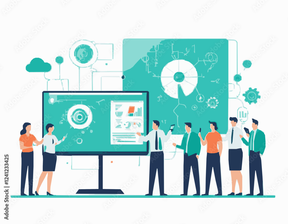 Illustration of AI Systems Improving Business Efficiency Illustration of AI Systems Improving Business Efficiency