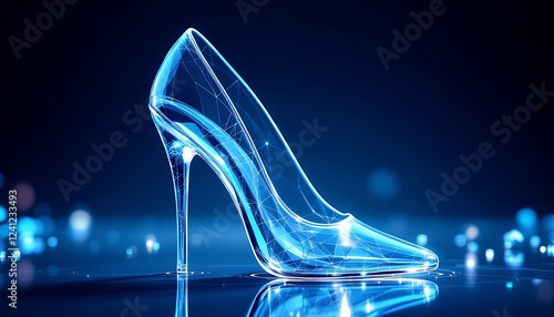 Glowing Glass Slipper High Heel Shoe Digital Art