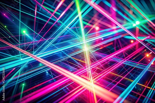 Vibrant Neon Abstract Lines: Vintage Style Digital Art