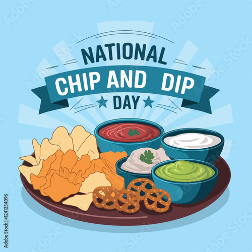 national chip and dip day, for greeting card, poster, banner. vector illustration