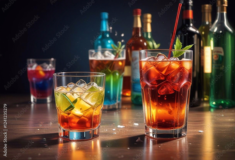 Surreal rainbow cocktails, abstract summer drinks, refreshing lemon drinks, cocktail splash, invigorating citrus drinks, combination of realistic and fantastic elements, bright colors Surreal rainbow cocktails, abstract summer drinks, refreshing lemon drinks, cocktail splash, invigorating citrus drinks, combination of realistic and fantastic elements, bright colors