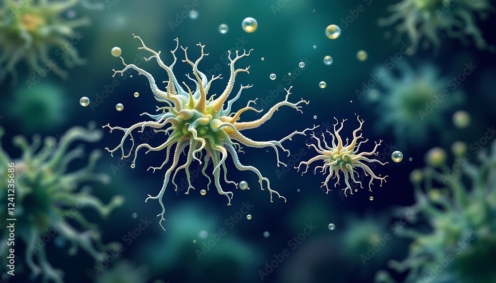 Obraz premium Microscopic Virus 3d Render High Resolution Image