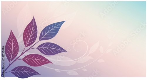 Elegant Floral Vector Background with Pastel Gradient and Leaves