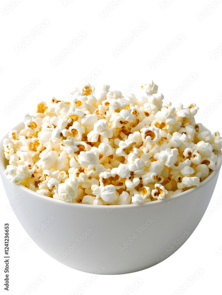 A bowl of buttered popcorn, ready to be served, placed on a white background. Transparent background
A bowl of buttered popcorn, ready to be served, placed on a white background. Transparent background
