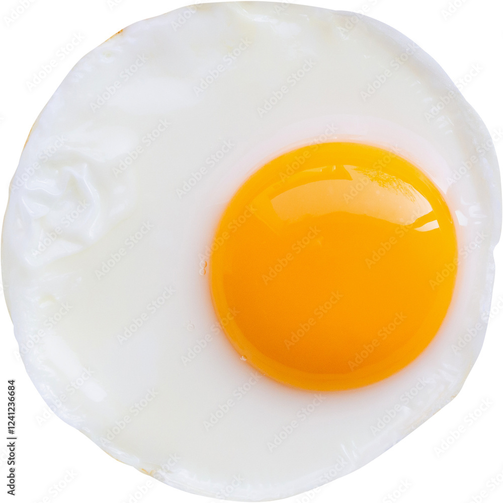 Fried egg isolated on white background top view Fried egg isolated on white background top view