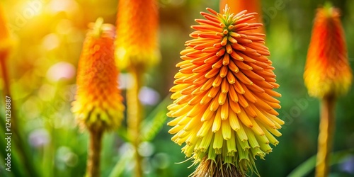 Vibrant Yellow-Orange Kniphofia Flower in Bloom - Stunning Summer Garden Photography photo