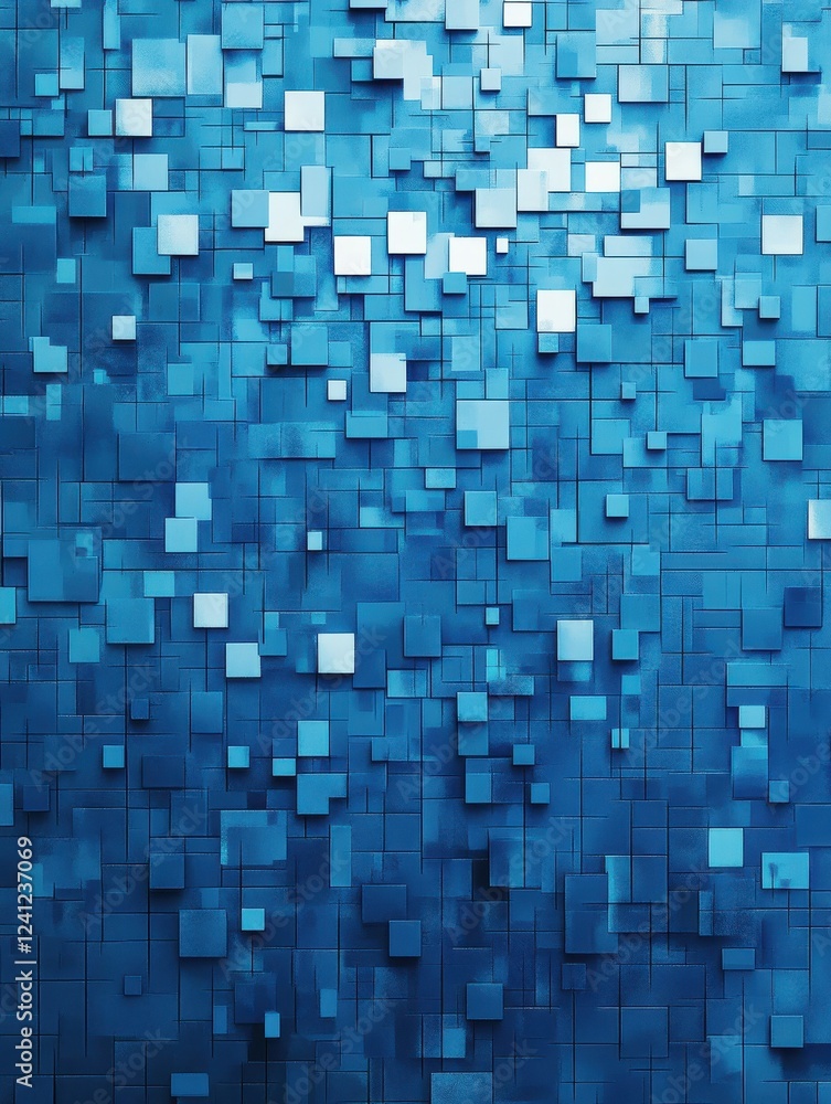 Fototapeta premium A blue background with many small squares and crosses