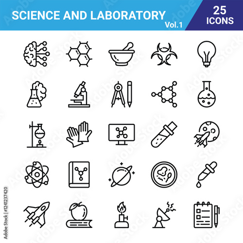 Science and laboratory line icon set for commercial use
