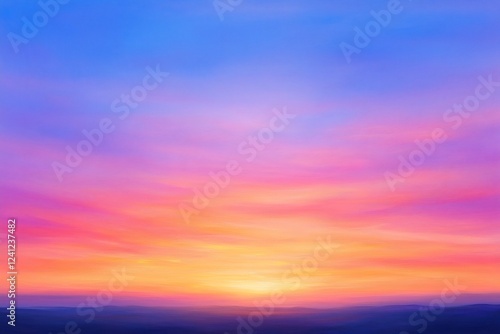 Breathtaking Sunset Over Serene Landscape With Vibrant Sky Gradient