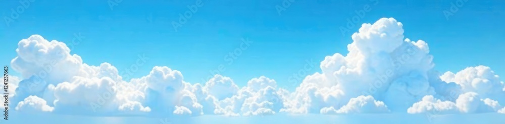 Fototapeta premium High altitude clear blue sky with white puffy clouds, sky, blue, vast