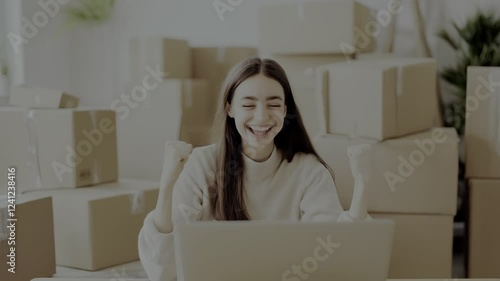 teen girl entrepreneur extremely happy 
