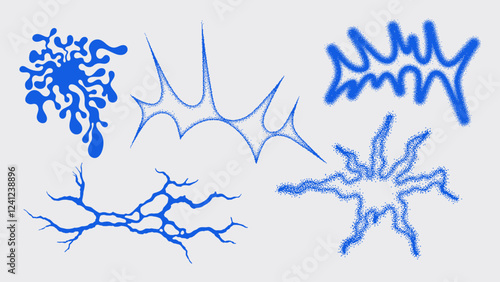 Abstract blue splashes and lines, showcasing fluid and geometric forms.