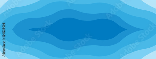 Blue ocean wave vector paper layers background. Vector Illustration